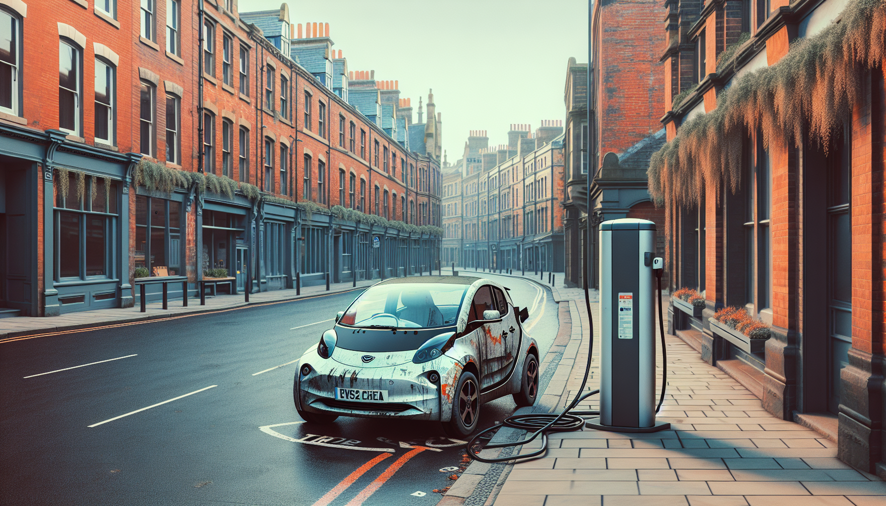 Vandal Damages BYD Electric Vehicle at Newcastle Street-Side Charging Station