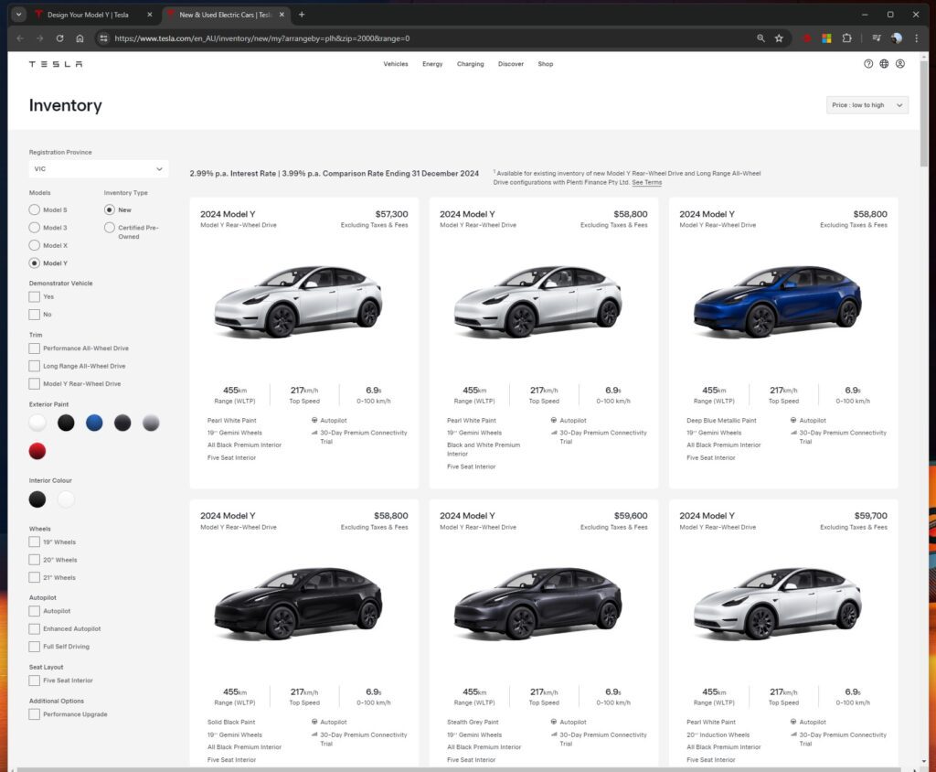 Tesla Australia Reduces Interest Rate on Model Y to a Low 2.99%