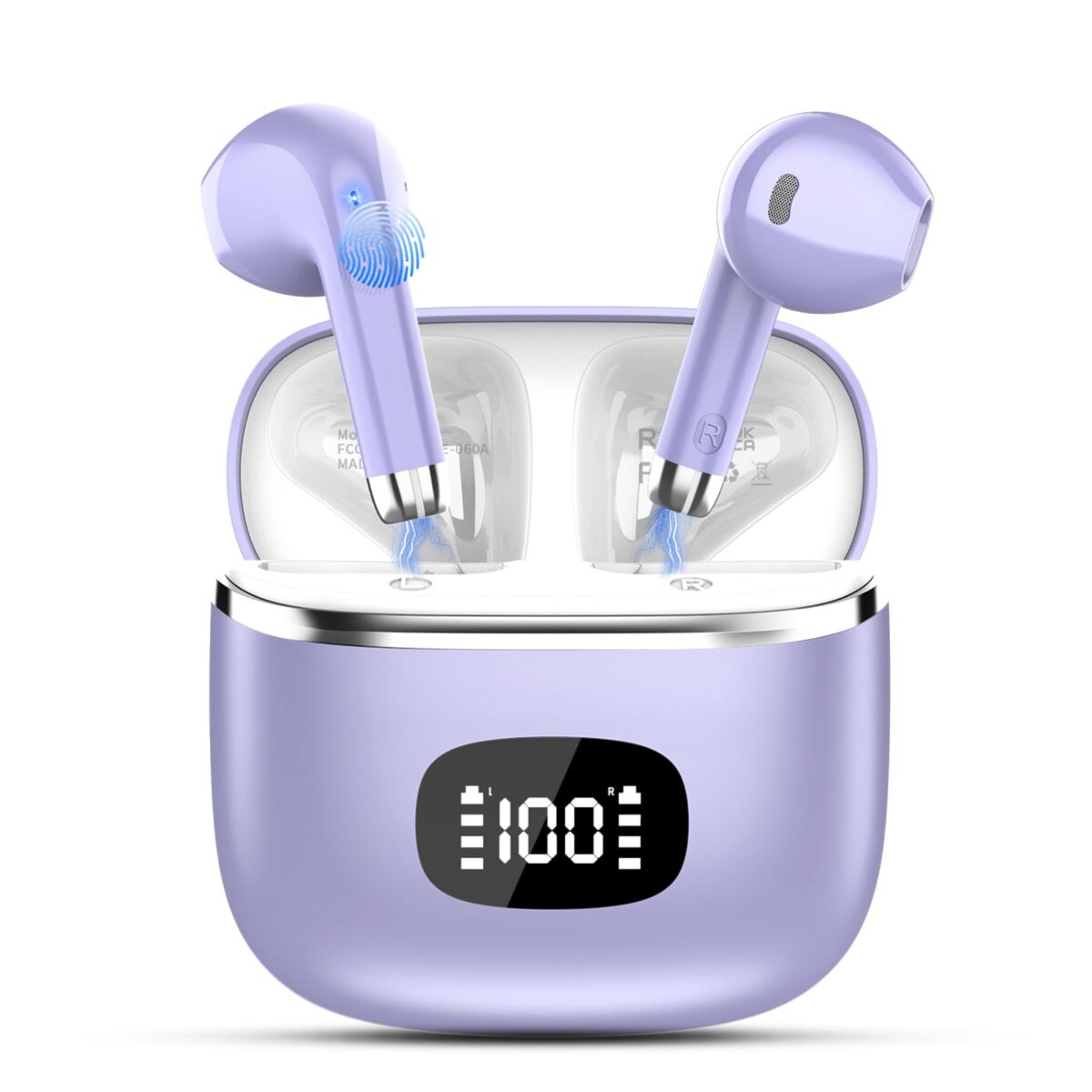 Wireless Earbuds Bluetooth, Headphones Bluetooth 5.3 with HiFi Stereo Deep Bass, Ear Buds Noise Cancelling with ENC Mic, LED Display, 40H Playtime Earphones for Computer Laptop Pad Phone, Dark Purple Review