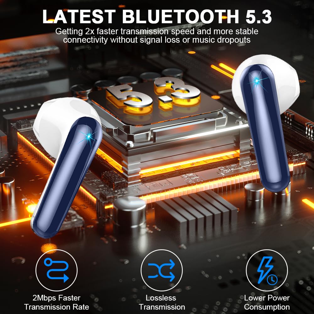 Wireless Earbuds, Bluetooth 5.3 Headphones 2024 Wireless Headphones Review